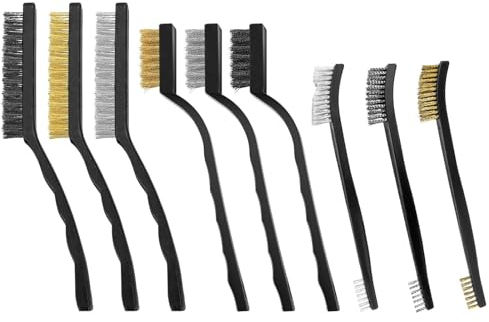 9 Stück Drahtbürste Set - Messing, Stahl und Kupferbürste - Messingdrahtbürste für Reinigung