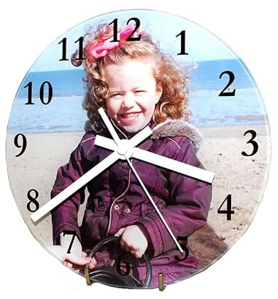 Personalised Glass Photo Wall Clock, 20cm Diameter
