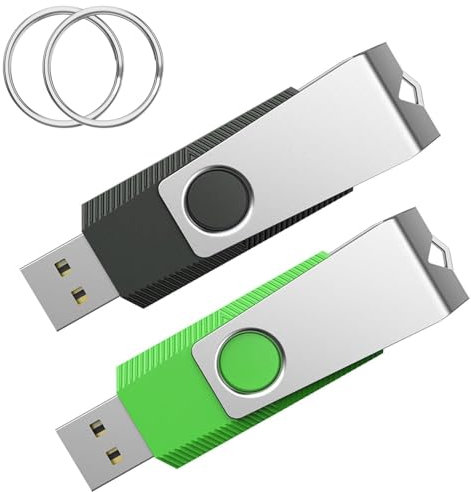 Wooolken Pendrive 128 GB 2.0,Piezas 2, Negro y Verde, Memoria USB para PC/Portátil/Smart TV/Coche, Almacenamiento de Datos