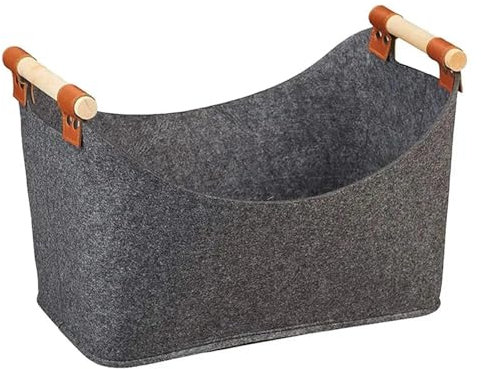 GSCLZ Portalegna for caminetto Portalegna Borsa da Trasporto Portalegna Cestino portaoggetti Portatile for Esterni Ispessito con Manico Rinforzato in Feltro(Black)