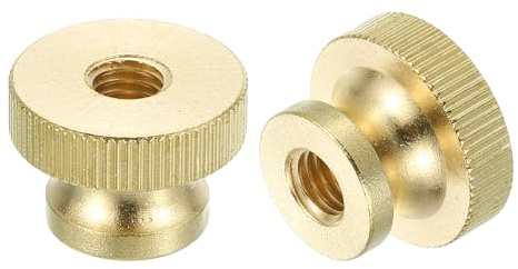 QUARKZMAN Räfflade fjärilsmuttrar, 6 st M8 x D23 mm x H16 mm mässing fjärilsmutter med högt hål genomgående hål justeringsmuttrar för 3D-skrivardelar