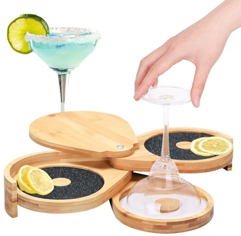 Margarita Ensemble de 3 verres à sel pour margarita et cocktail, boîte à cocktail en bois de bambou avec bord salé, margarita sucre, éponges Mitzweiss, sucre pour bar et fête à la maison