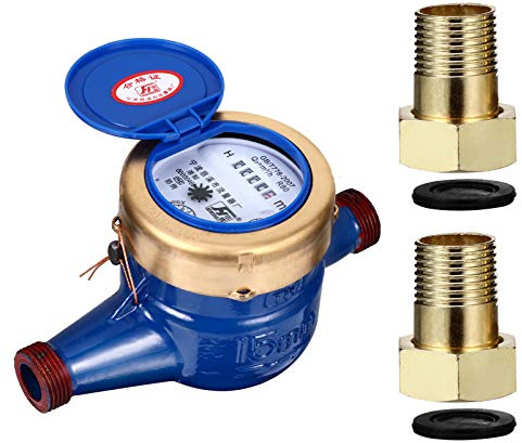 Cabilock Débitmètre D'eau Dn15 en Fer Conception à Aile Rotative, Compteur D'eau Numérique pour Robinet, Facile à Installer pour Usage Domestique