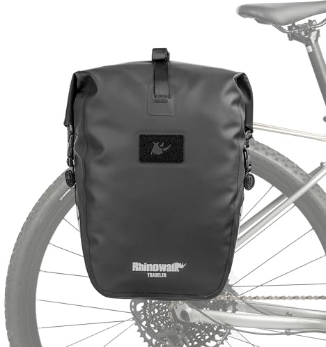Rhinowalk Fahrrad Gepäckträgertaschen Wasserdicht 6/12/20/25L Fahrradtasche für Gepäckträger Fahrrad Seitentaschen Rolltop Trägertasche Hinterradtasche mit Schultergurt