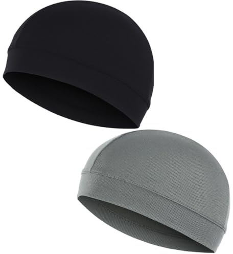 2 Pezzi Sottocasco Bici Estivo Moto Cotone, Traspirante sotto Casco da Ciclismo Berretto Skull cap, Cappello Cuffia da Ciclismo Estivo da Bicicletta e Moto Uomo e Donna