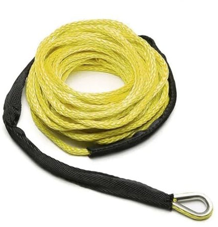 Cavo di linea for verricello con guaina, corda di traino sintetica grigia, 15 m, 7700 libbre, corda for manutenzione autolavaggio, for ATV UTV fuoristrada(Yellow)
