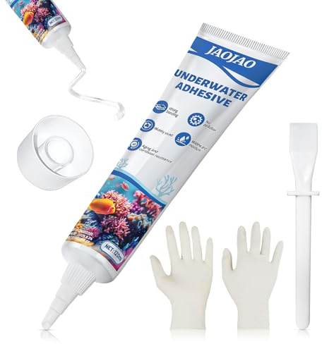 JAOJAO Aquarium Safe Silicone, Aquarium Silicone Clear Underwater Sealant Marine Waterproof Strong Adhesion Good Flexibility Underwater Bonding for Fish Tank, Pools Transparent, 120ml