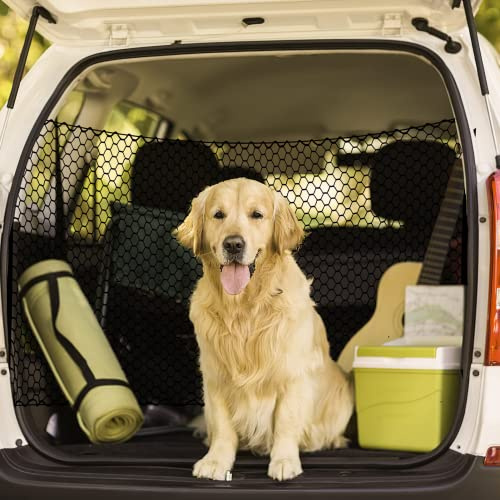 Red de seguridad para perros, 130 x 90 cm, tamaño grande, barrera para mascotas, rejilla de seguridad para coche, maletero de coche, ajuste universal para perros y gatos, para camiones, furgonetas