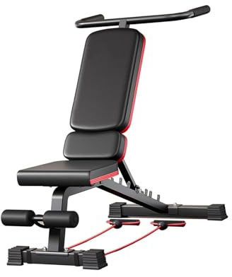 Banco de pesas, silla de prensa con mancuernas for fitness, con extensión de piernas y 2 correas de entrenamiento, for entrenamiento de fuerza de cuerpo completo.
