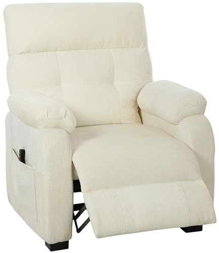 HOMCOM Poltrona Relax Elettrica Reclinabile 150° con Poggiapiedi, Seduta Ampia, Poltrona Reclinabile Elettrica Silenziosa, Presa USB, Funzione Memory, Telecomando, in Velluto, per Soggiorno, Bianca