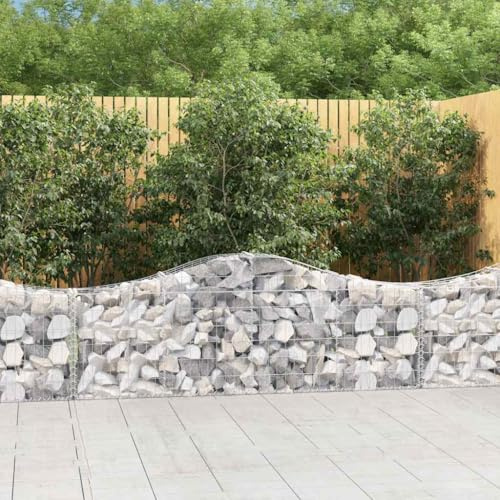 IBUQDDV Galvanized Steel Gabion Basket Set of 2 Large Curved Garden Barriers with Sound-Absorbing Features and Ornamental Inserts for Outdoor Decor and Retaining Walls