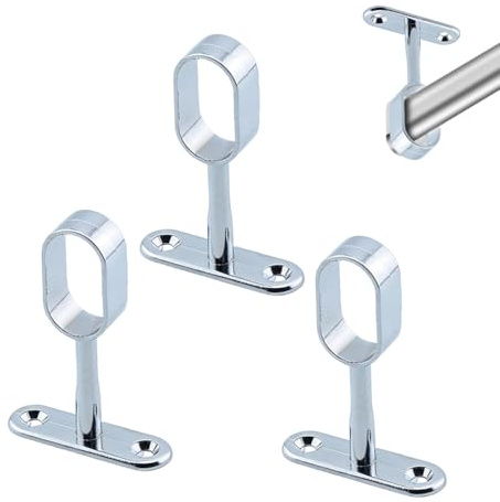YIPFEN 3 unidades soporte para barra de armario, soporte robusto para barra ovalada de ropa, montaje en pared o techo, accesorio resistente para organizar tu armario