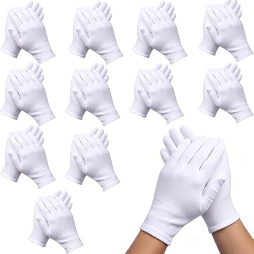 Generic 24 Pairs Large White Cotton Gloves, Cotton Goves for Dry Hands, Moisturising Glove for Men Women