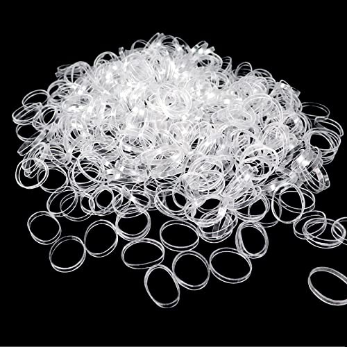 Hanyousheng Petit Elastique à Cheveux, 500 PCS en Caoutchouc, pour les Enfants, Petites Dreadlocks, Coiffur (Transparent)