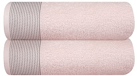 GLAMBURG Baumwolle 2er-Pack übergroße Badetücher 100 x 150 cm, große Badetücher, Ultra saugfähig, kompakt, schnell trocknendes und leichtes Handtuch - Rosa