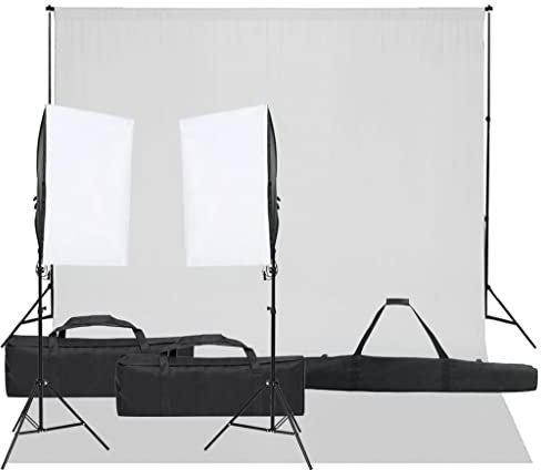 vidaXL Fotostudio-Set mit Beleuchtung und Hintergrund, Studio-Kit, Tageslicht-Lampe, Studio-Beleuchtung-Set, Studio-Licht, Fotografie-Licht