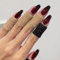 Nayyana® 24 Stück mittellange künstliche Nägel zum Aufdrücken, Sarg, weinrot, Farbverlauf, Gothic-Acrylnägel, glänzende künstliche Nägel mit Designs für Frauen