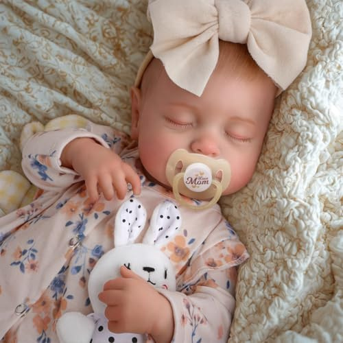 JIZHI Reborn Dolls 17 Inch Soft Body Lifelike-Newborn Baby Dolls Sleeping Girl Dolls with Clothes and Toy Accessories Gift for Kids Age 3+, Yellow Floral
