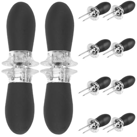 INOOMP Set Porta Mais 6 Paia Porta Pannocchie In Acciaio Inox Con Manico In Silicone Spiedini A Incastro Per Pannocchie Forchette Da Cucina Per Barbecue