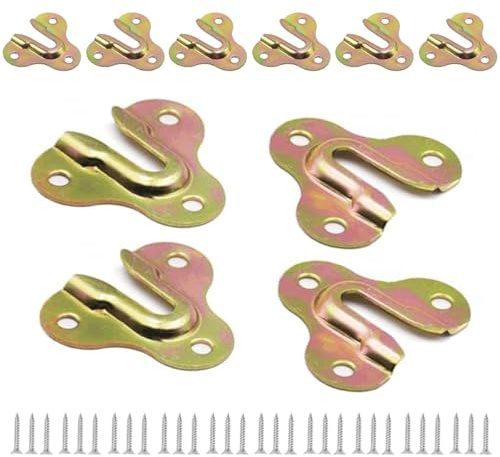 ZAAWUUT Lot de 10 cintres robustes en forme de trou de serrure, support de suspension pour cadre photo, porte-gobelet, porte-clés, manteau, planche en bois, plaque de suspension murale (jaune zinc)