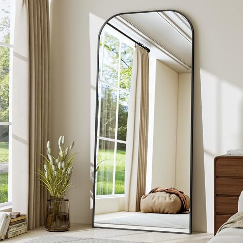 BEAUTYPEAK 180 x 70 cm Minimalistic Frame Specchio da appoggio, specchio intero per montaggio a parete o indipendente, lente infrangibile, grande specchio da parete per camera da letto, corridoio