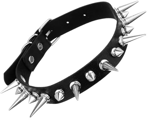 PEOVLVN spikad choker, justerbart svart gotiskt halsband lång spikkrage läderhalsband gotiskt kraghalsband för kvinnor halloween kostym