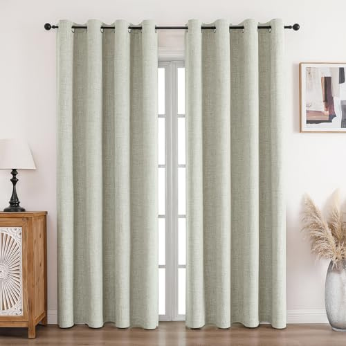 CUCRAF Cortinas opacas de lino 100% con ojales, cortinas opacas, cortinas opacas, 229 x 229 cm, juego de 2 unidades, térmicas, protección contra el frío, aislamiento acústico, para salón o dormitorio