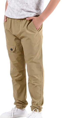 CALBOUNT Pantaloni da trekking per bambini, impermeabili, per attività all'aria aperta, elasticizzati, a vita