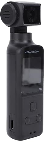 Bewinner 4K Body Camera med Extern Mikrofon, Mini Video & Audio Pocket Cam, 3 Axis Stabilization, 270 ° Roterande Lins, 1,3 Display POV -kamera för Utomhussport, Cykel, Resor
