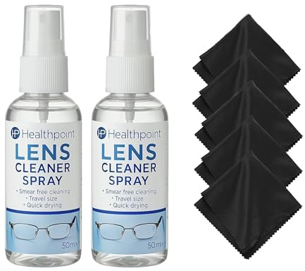 Glasses Cleaning Spray with 5 Microfiber Cloths – Streak-Free Lens Cleaning Kit for Glasses, Sunglasses, Camera Lenses, Screens & More - Complete Bundle With Long Lasting Protection