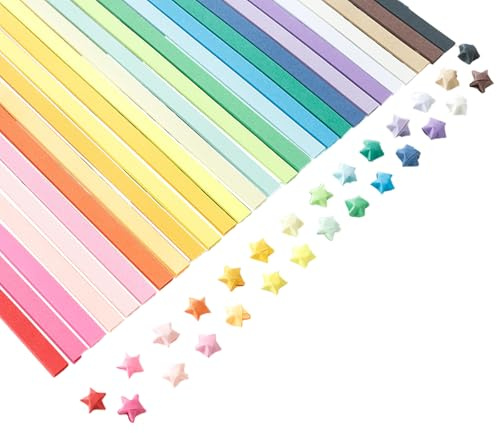 Shuqio 4320 pezzi di carta origami strisce double face 27 colori vibranti per stelle fortunate, artigianato creativo, decorazione della casa e regali personalizzati