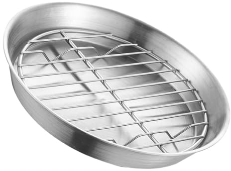 OSALADI Juego de Bandeja para Hornear y Rejilla Redonda de Acero Inoxidable 304 de 16 CM Bandeja para Horno Antiadherente y Rejilla para Escurrir Aceite Adecuado para Repostería y