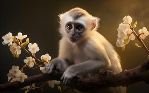 Close Up On Monkey in Tree 1000 Pieces Jigsaw Wooden Puzzles for Teenager or Adult Toys and Friend Ornamental Gift