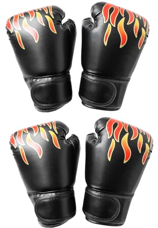 HONITANO 2 Pairs Boxing Gloves 6Oz PU Leather with Flame Inner Lining, Youth Kickboxing Training Gloves for Boys and Martial Arts Practice