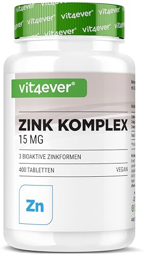 ZINCO COMPLETO 15 mg con 400 Compresse - Zinco Bisglicinato, Gluconato e Citrato 3 in 1 - Scorta a Lungo Termine, Alto Dosaggio, Vegano