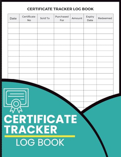 Certificate Tracker Log Book: Certificate and Voucher Tracking Register for Recording Issue Dates, Certificate Numbers, Customer Details, Expiry Dates