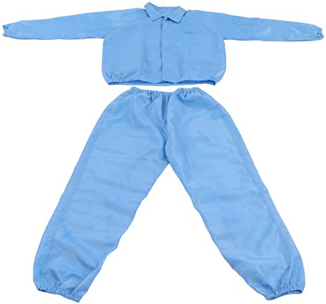 FTVOGUE ESD Coat Polyester Anti Static Workwear Set med Jacka och Byxor Dammfria Skyddskläder för SMT Workshop Microelectronics Optoelektronikindustri Män (L)