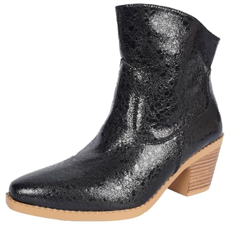 Genérico Botines Mujer Modelo Texas en Serraje Flexible Flecos Laterales Largos y Estilo Antidesgastante Punta Afilada Diseño Tradicional Vaquero para Uso Diario