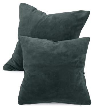 npluseins 2er Pack Kissenhüllen aus Coral-Kuschel-Fleece (2 Stück) 1257.1667, ca. 40 x 40 cm, anthrazit