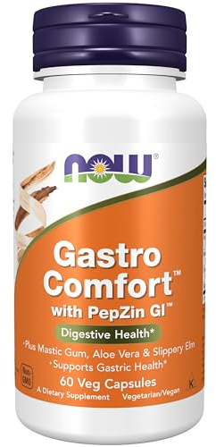 NOW Foods Supplements, Gastro Comfort, plus Mastic Gum, Aloe Vera and Slippery Elm, 60 Veg Capsules