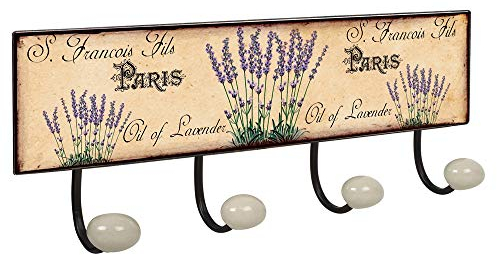 Lashuma Perchero con 4 ganchos, placa decorativa para pared, tamaño: 40 x 15,5 cm, gran perchero de pared, diseño: floración