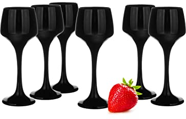 Sendez 6 svarta likörglas 75 ml snapsglas aperitif shots stämpel tequilagglas fruktlerglas