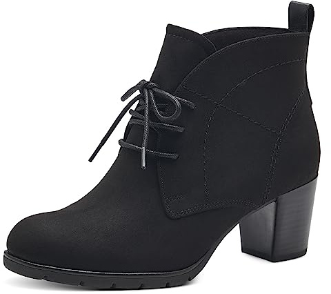 MARCO TOZZI Women's 2-25107-41 Lace Boot Heel, Black, 5