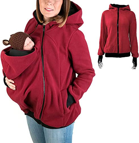 Multifonction Veste Porte-Bébé,3 En 1 Maternité Laine Polaire Blouson Kangourou Pour Allaitement Adapté Aux Femmes Enceintes Maternité Sweat À Capuche 1,M