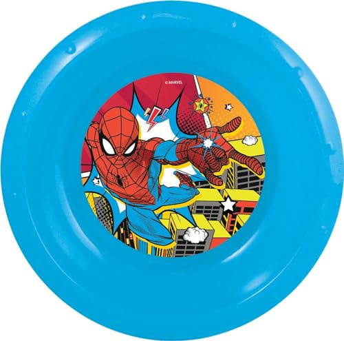 Tataway Bol pour enfant en plastique bleu Marvel Spiderman résistant aux chocs accidentels et réutilisable