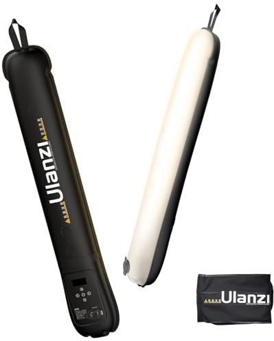 Ulanzi UA12 Bi-Color Inflatable Tube Light, Foldable LED Video Light for Photography, 2700K-6500K, 12W 2500mAh Rechargeable Photography Light Bar 1/4 Mount LED Lighting Wand Stick for Video Shooting