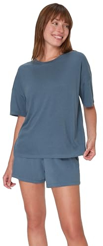 Hanes Women's Originals Supersoft Boxy T-Shirt & Sleep Shorts Set, Comfywear Lounge/Sleepwear