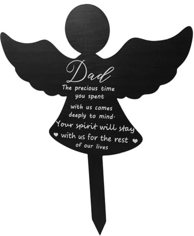 Happyyami señal de estaca Conmemorativa Decoraciones de para Cementerio Angeles Abuelo acrilico astone Placas conmemorativas Personalizadas estaca de Tumba de jardín Acrílico Black