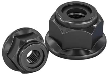 Contratuerca, Tuercas autoblocantes Brida hexagonal de acero al carbono negro Tuerca de bloqueo de inserción de nailon Tuerca de bloqueo Nylock autoblocante DIN6926 M3 M4 M5 M6 M8(M6-10pcs)(M4 20pcs)