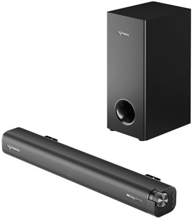 LEADSIGN Soundbar per dispositivi TV con Dolby Atmos, subwoofer cablato, sistema audio surround 3D, altoparlante TV 2.1 CH, soundbar da 120 W con 4 modalità EQ